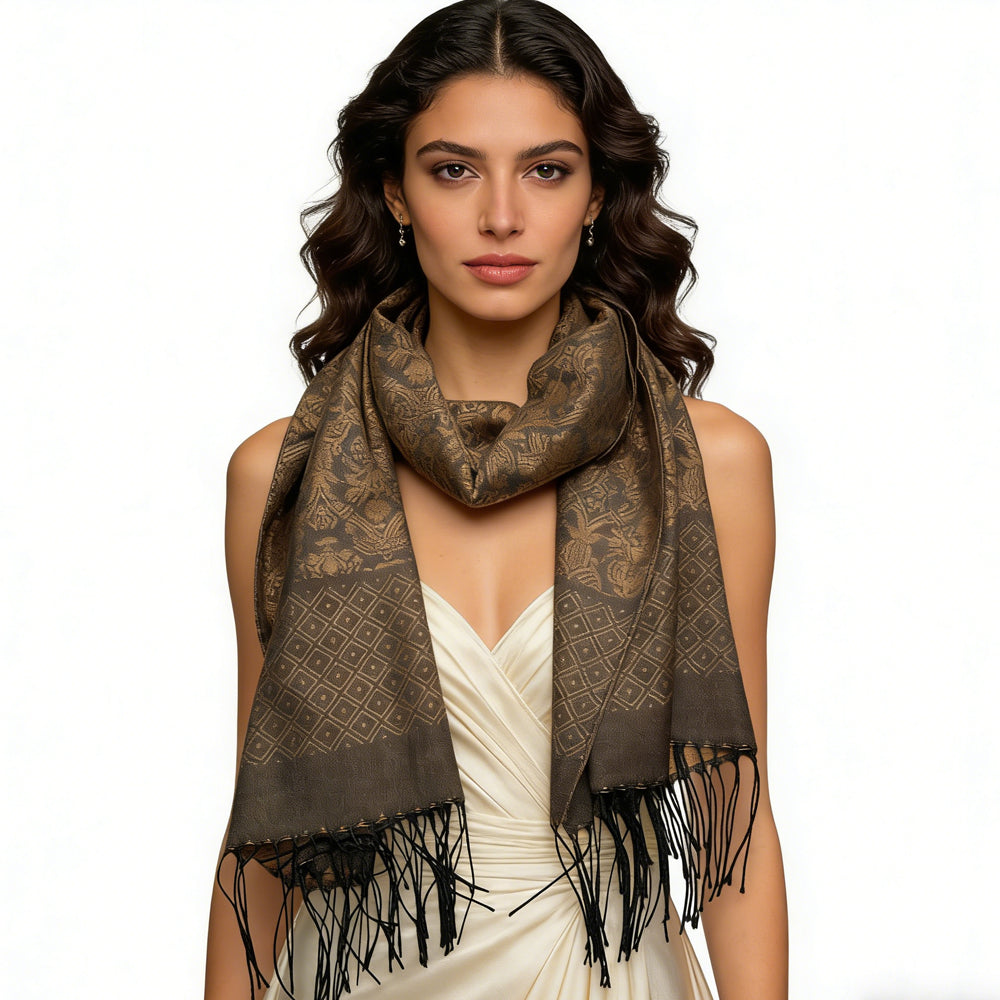 2pcs Tweed Look Sophisticated C Amel Business Casual Scarf  ,Luxe Look For Evening Wear,Scarf,vacation,daily Life,evening Party,Office Appropriate Subtlety For Women Men