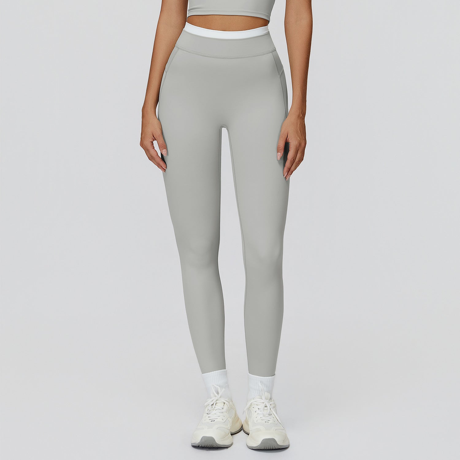 High Waist Contrast Color Tight Trousers Running Fitness Clothes
