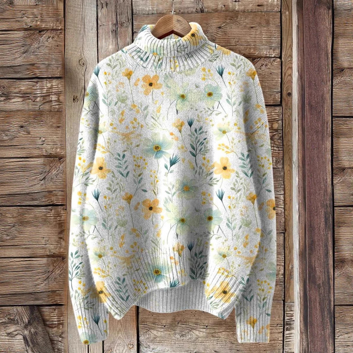 Womens Loose-fitting Semi-high-neck 3D Digital-print Polyester Top For Breathability