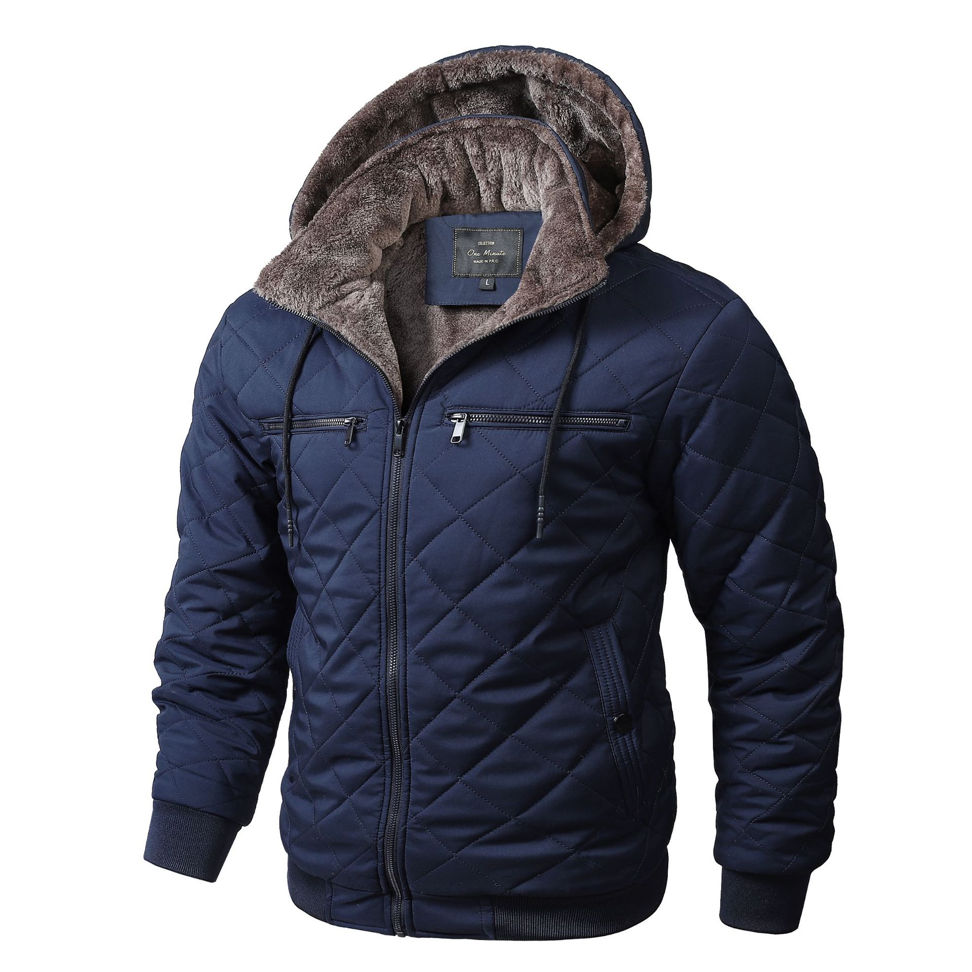 Mens Winter Fleece Lined Jacket Warm Insulated Cotton Coat
