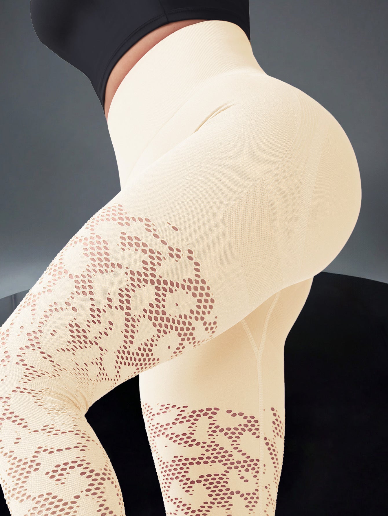 Hollow Mesh, Tight, High-waisted Yoga Pants