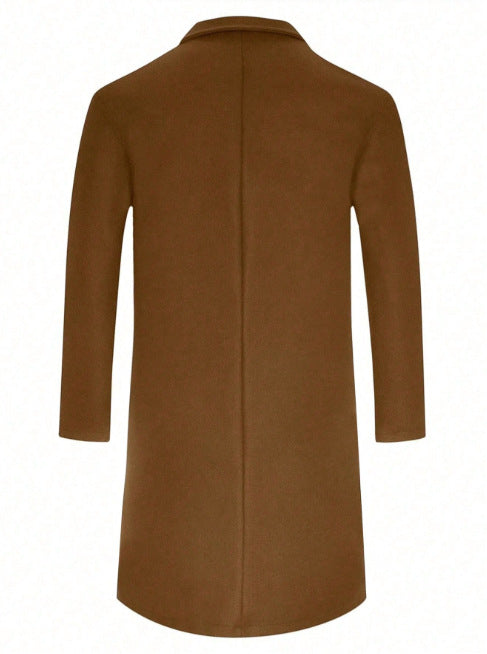 Mens Fashion Single-breasted Wool Trench Coat